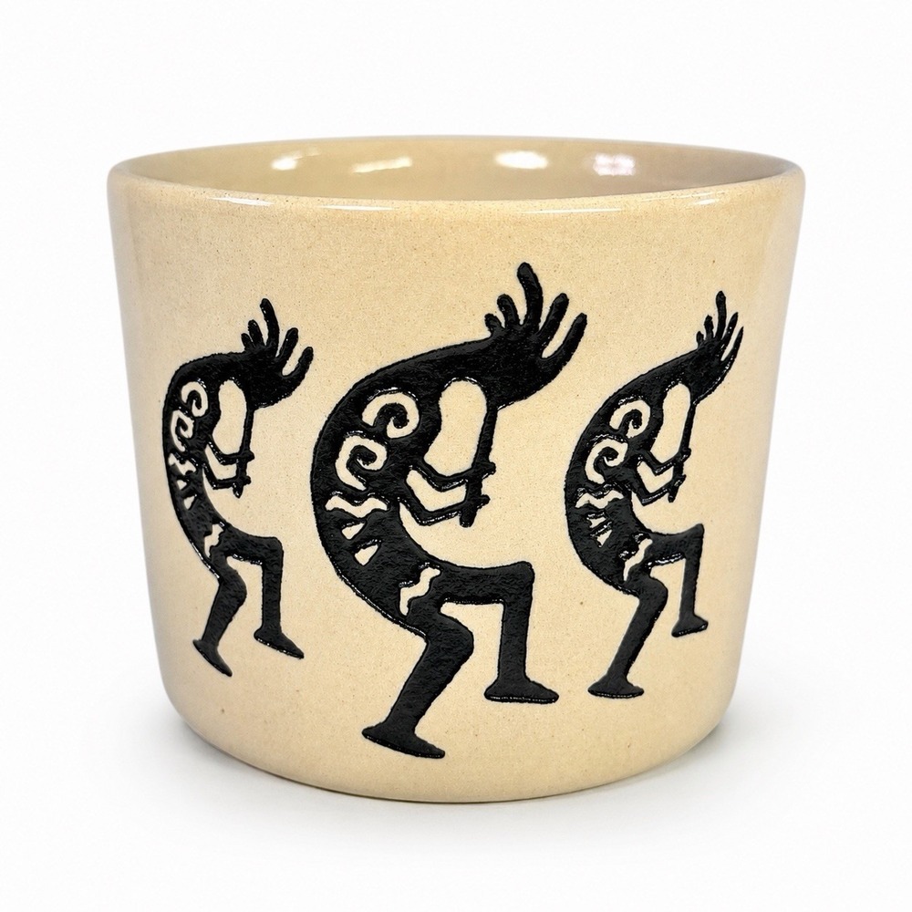 VTG Yesteryears Kokopelli Pottery Planter Cachepot Marshall TX Hand Turned 4.25"